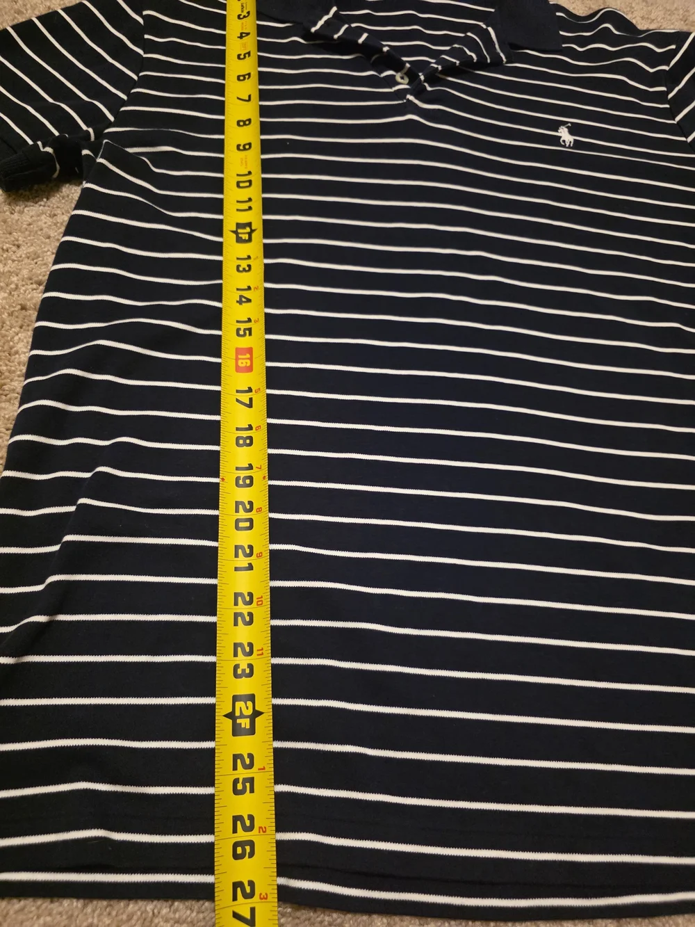 Ralph Lauren Navy & White Striped Polo Shirt